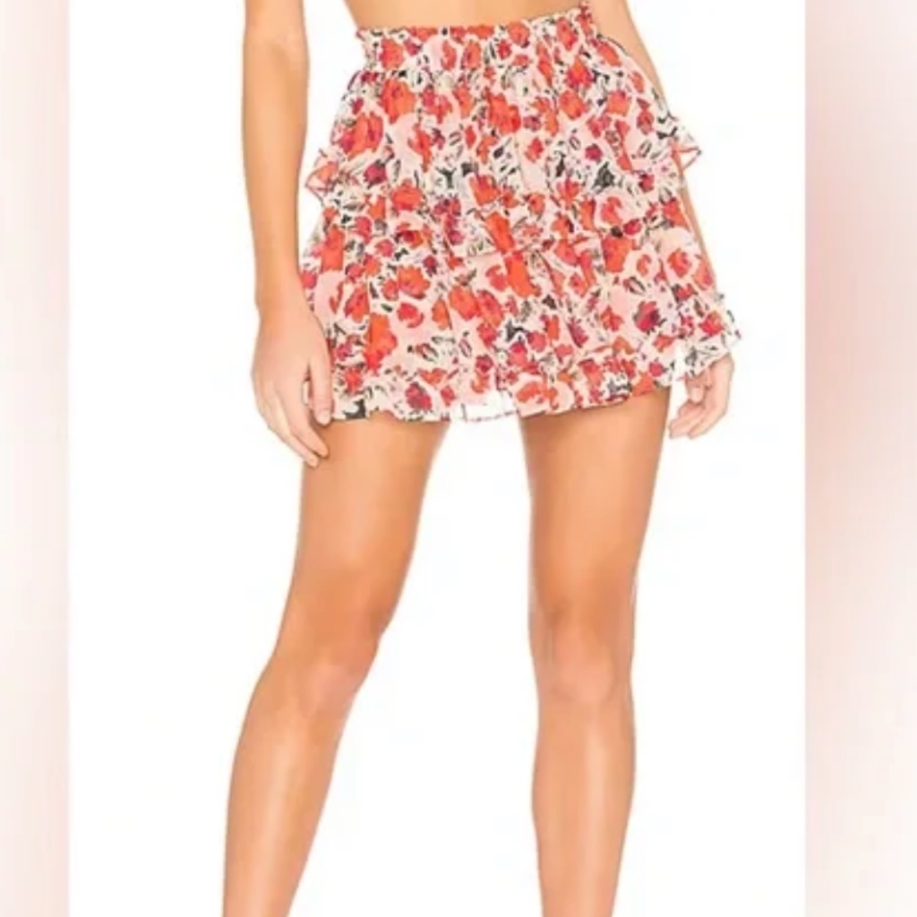 Misa Los Angeles Manya Skirt In Red Floral (Xs)